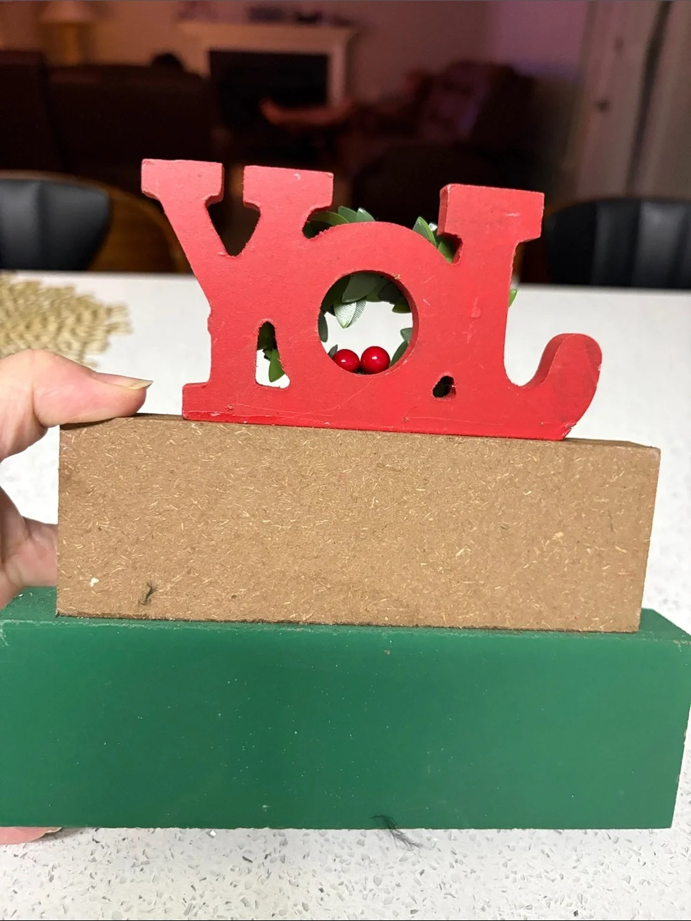 Holiday 'Joy Hope Believe' Wooden Stacked Sign - Green, Red, White